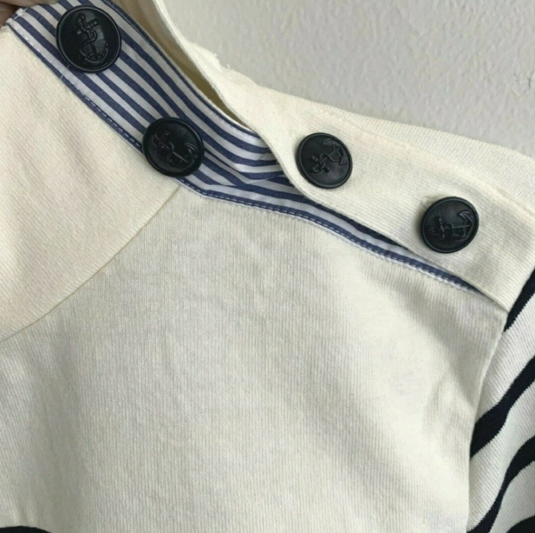 #142 NWT J. Crew XXS Striped Button-Shoulder Turtleneck
