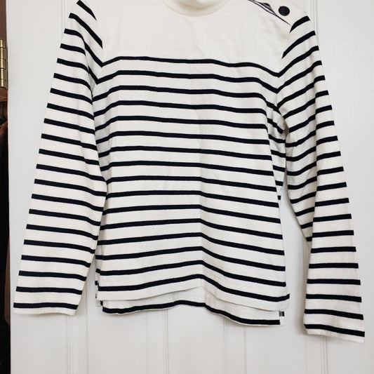 #142 NWT J. Crew XXS Striped Button-Shoulder Turtleneck