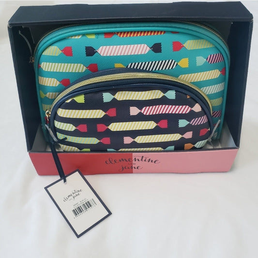 REDUCED #142 NWT Clementine and Jane Candy Travel Cosmetic Bag Set of 2