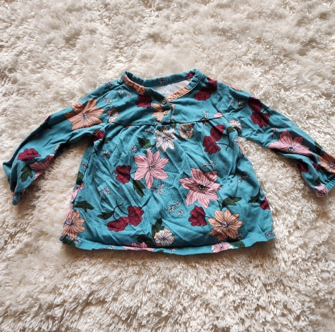 REDUCED #142 Carter's Girls 12 Mth Foral Top Matching Ribbed Leggings