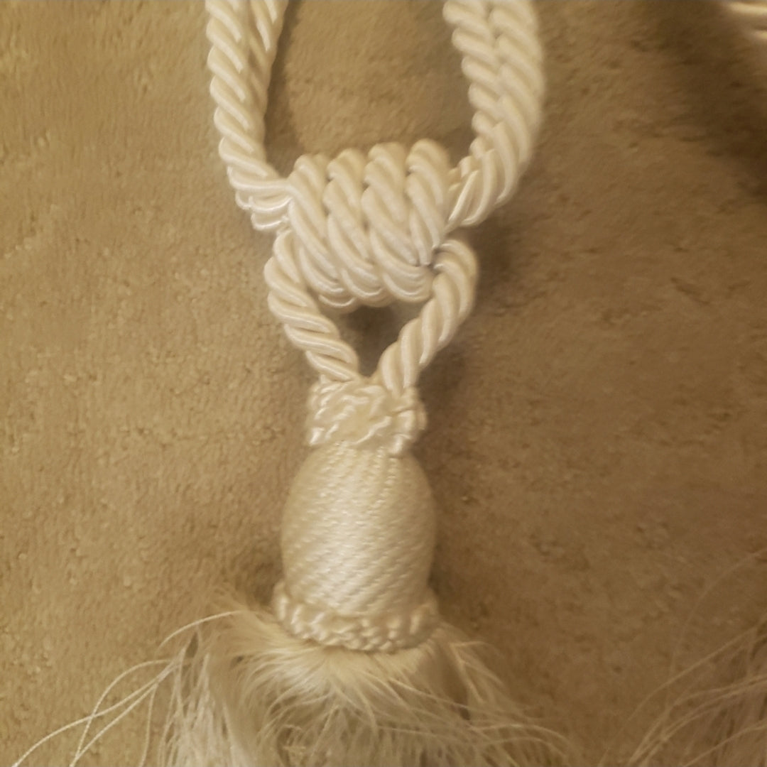 REDUCED #142 Ivory Silk Luxury Curtain Tassel Tiebacks Set of 2