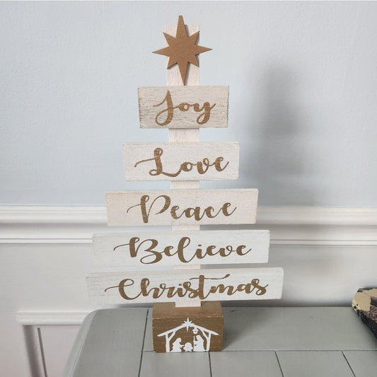 #142 Wooden Christmas Tree Style Decor