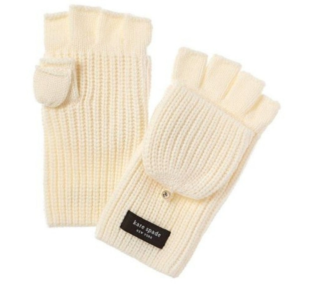 #142 NWT Kate Spade New York Logo Pop-Top Knit Gloves