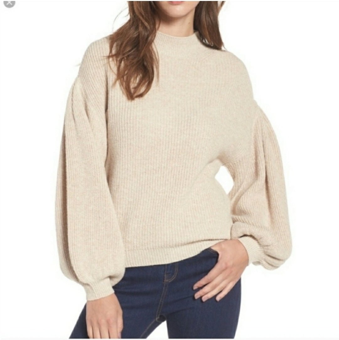 #142 Leith Sz XS Balloon Sleeve Mock Turtleneck Sweater