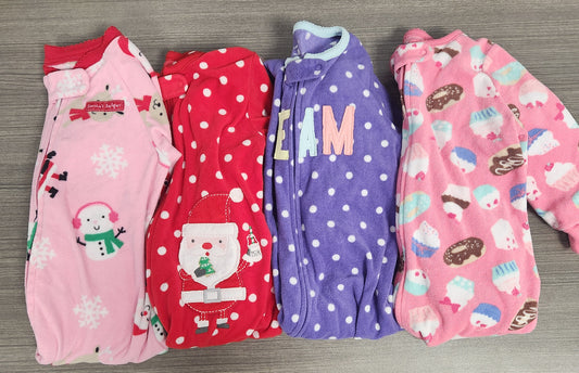 #142 Carter's Baby 18 Mth Fleece Sleepers Lot of 4