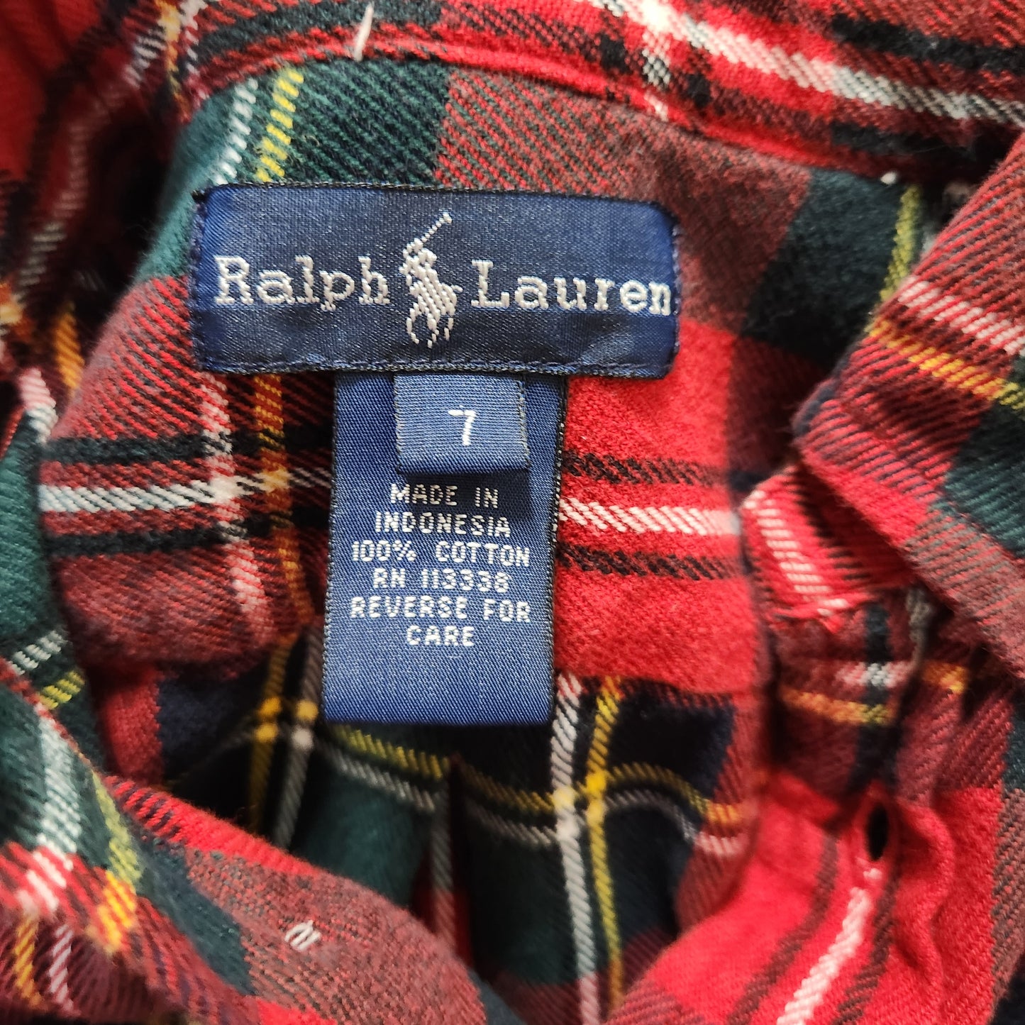 #142 Ralph Lauren Polo Sz 7 Plaid Flannel Button Down Shirt