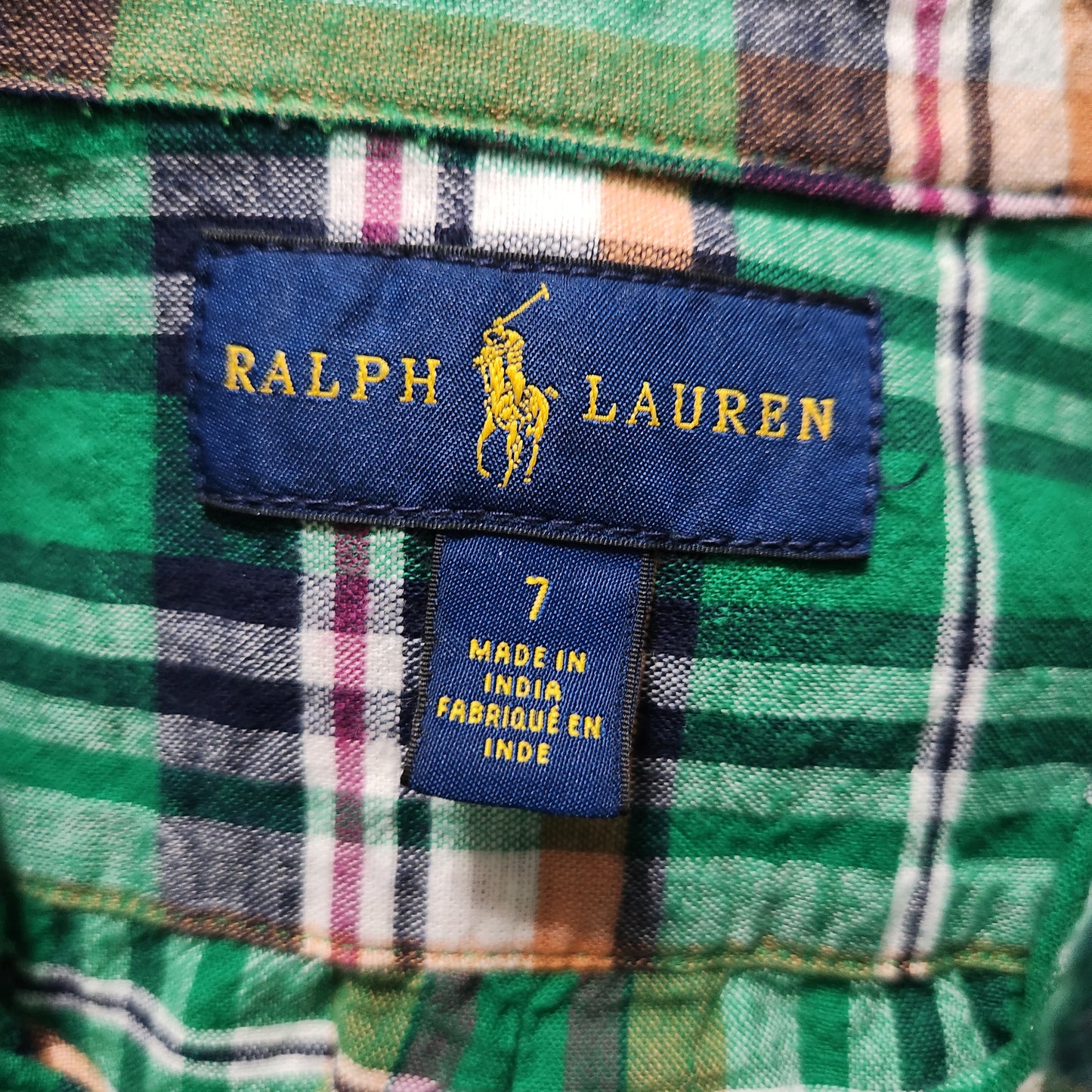 #142 Ralph Lauren Polo Sz 7 Plaid Button Down Shirt