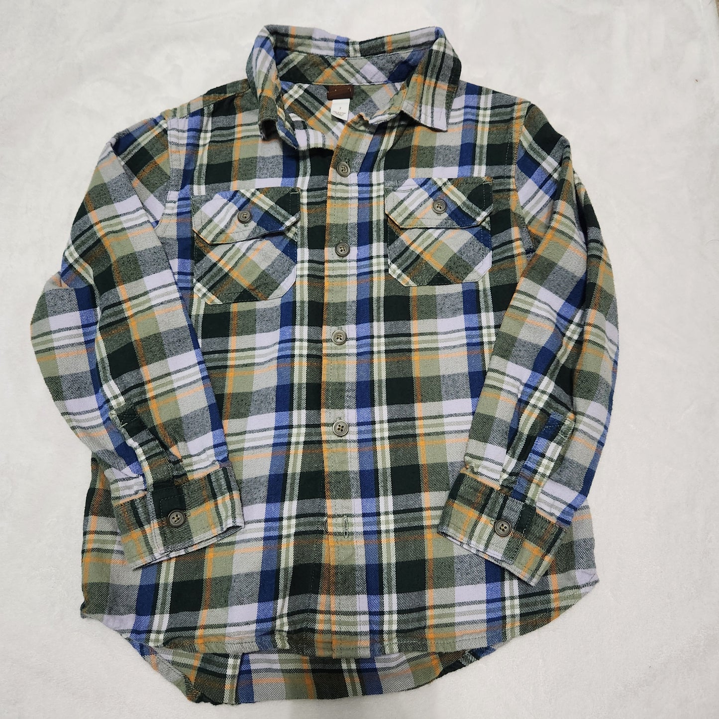 #142 Tea Collection Sz 7 Plaid Flannel Button Down Shirt