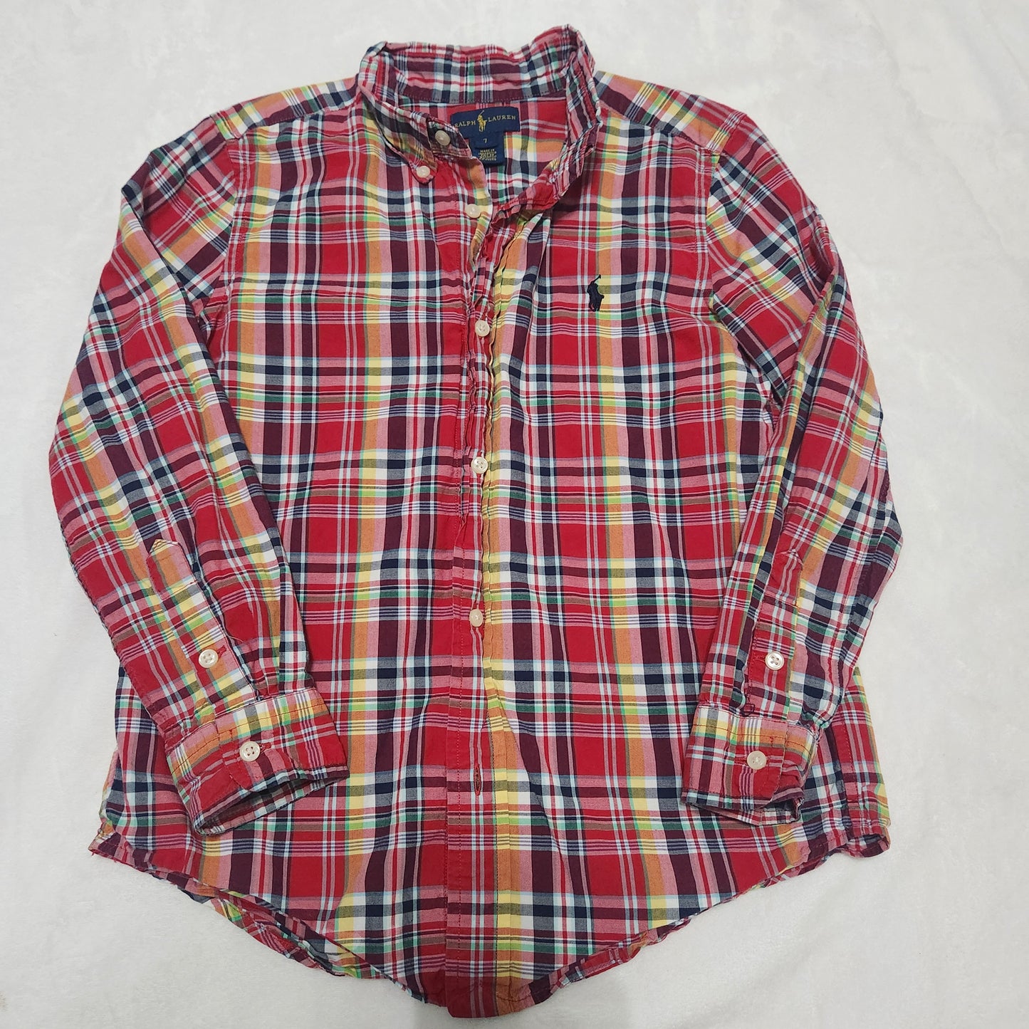 #142 Ralph Lauren Polo Sz 7 Plaid Button Down Shirt