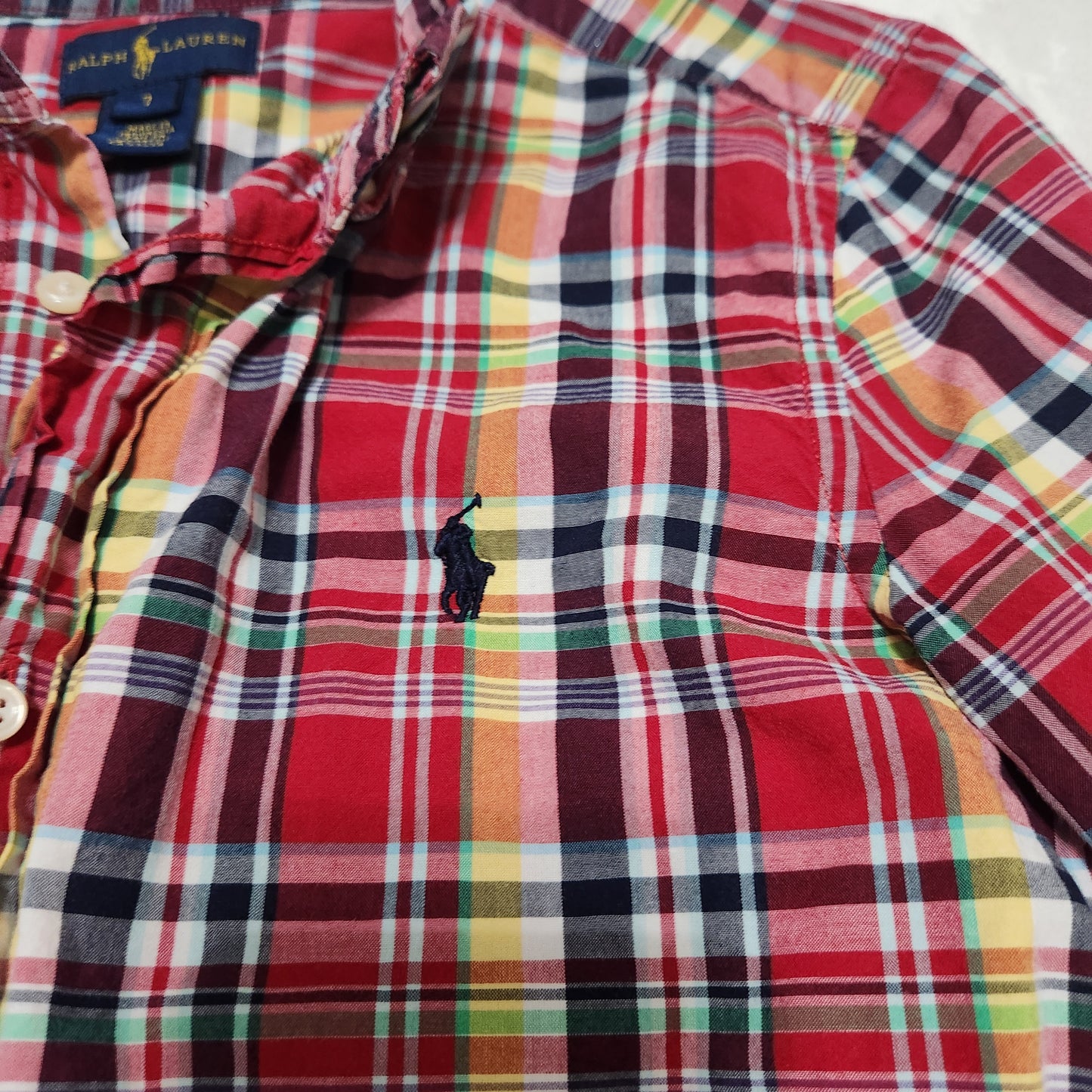 #142 Ralph Lauren Polo Sz 7 Plaid Button Down Shirt
