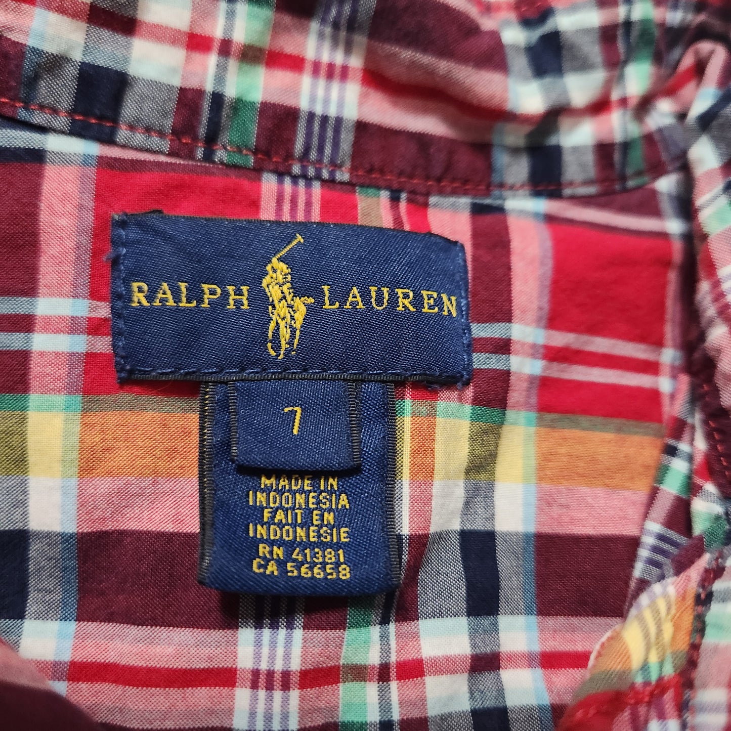 #142 Ralph Lauren Polo Sz 7 Plaid Button Down Shirt