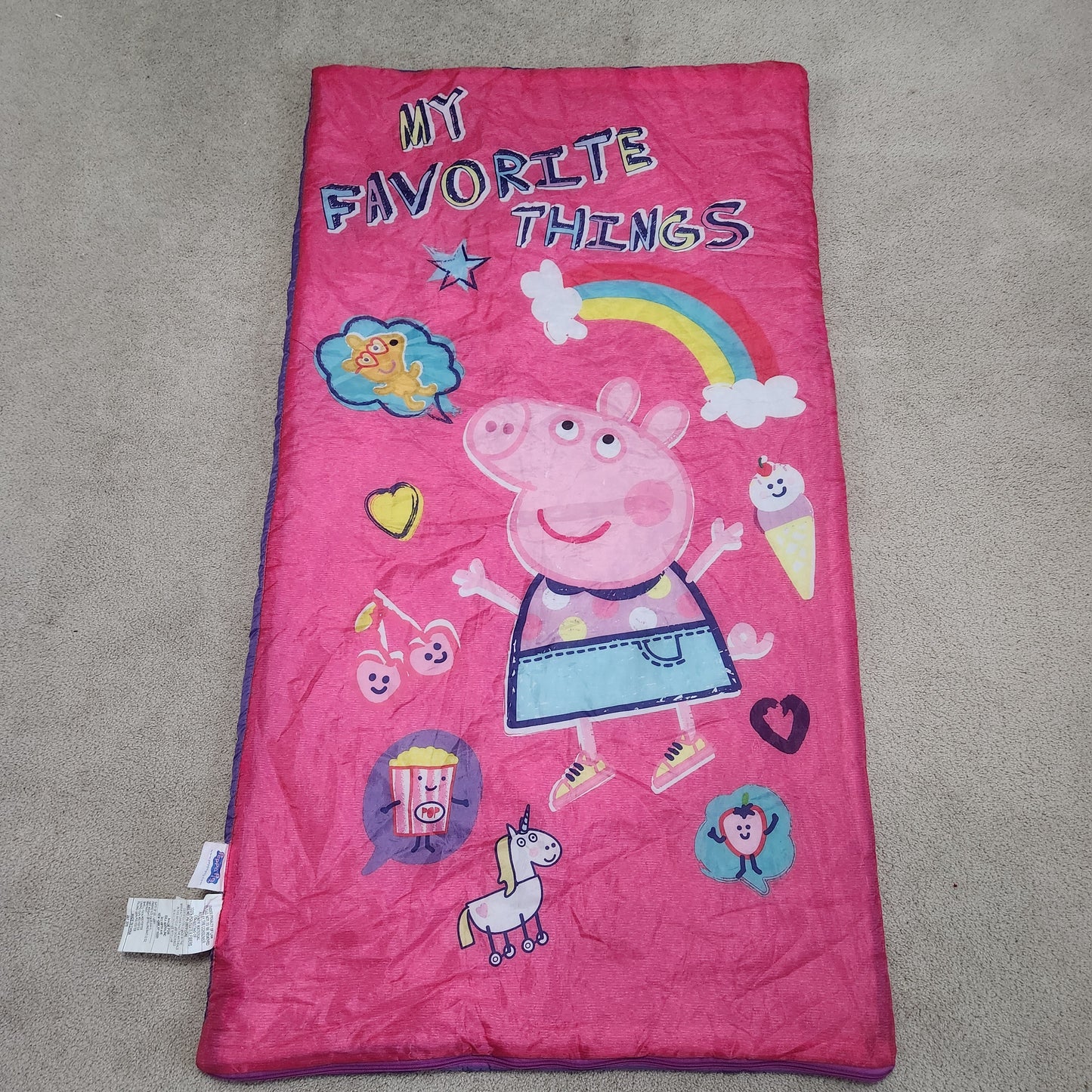 REDUCED!! #104 Entertainment One Peppa Pig Drawstring Sling Bag & Sleeping Bag Set