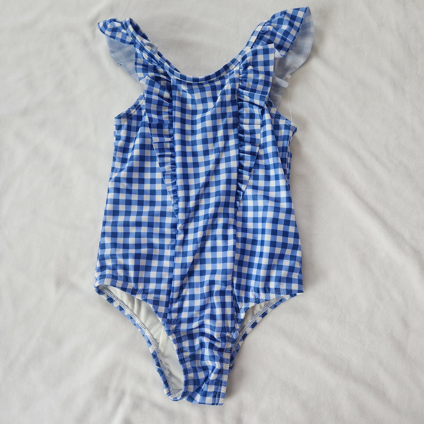 #104 NWOT Baby Gap 4T Ruffle Front One Piece Gingham Swimsuit