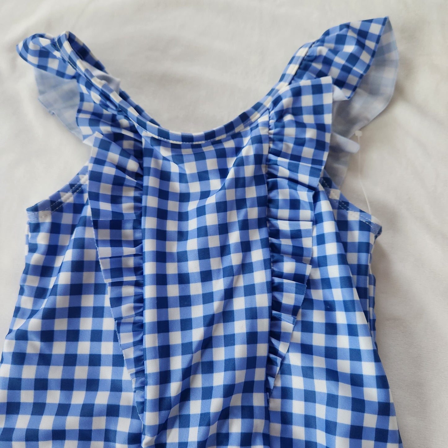 #104 NWOT Baby Gap 4T Ruffle Front One Piece Gingham Swimsuit