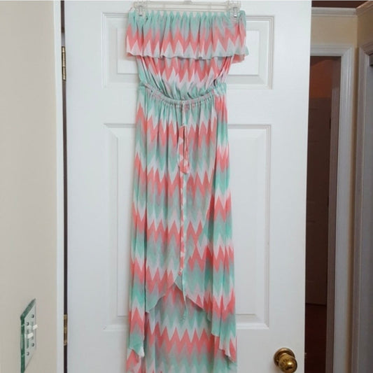 REDUCED!! #104 Cynthia Rowley Small Chevron Hi-Lo Strapless Dress