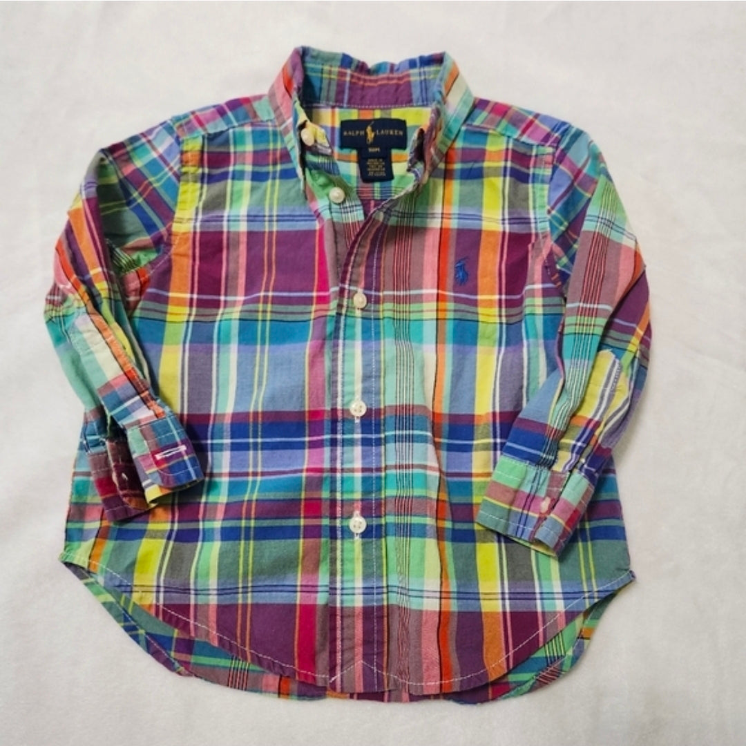 #104 Ralph Lauren Polo Baby 18 Mth Multicolor Plaid Dress Shirt