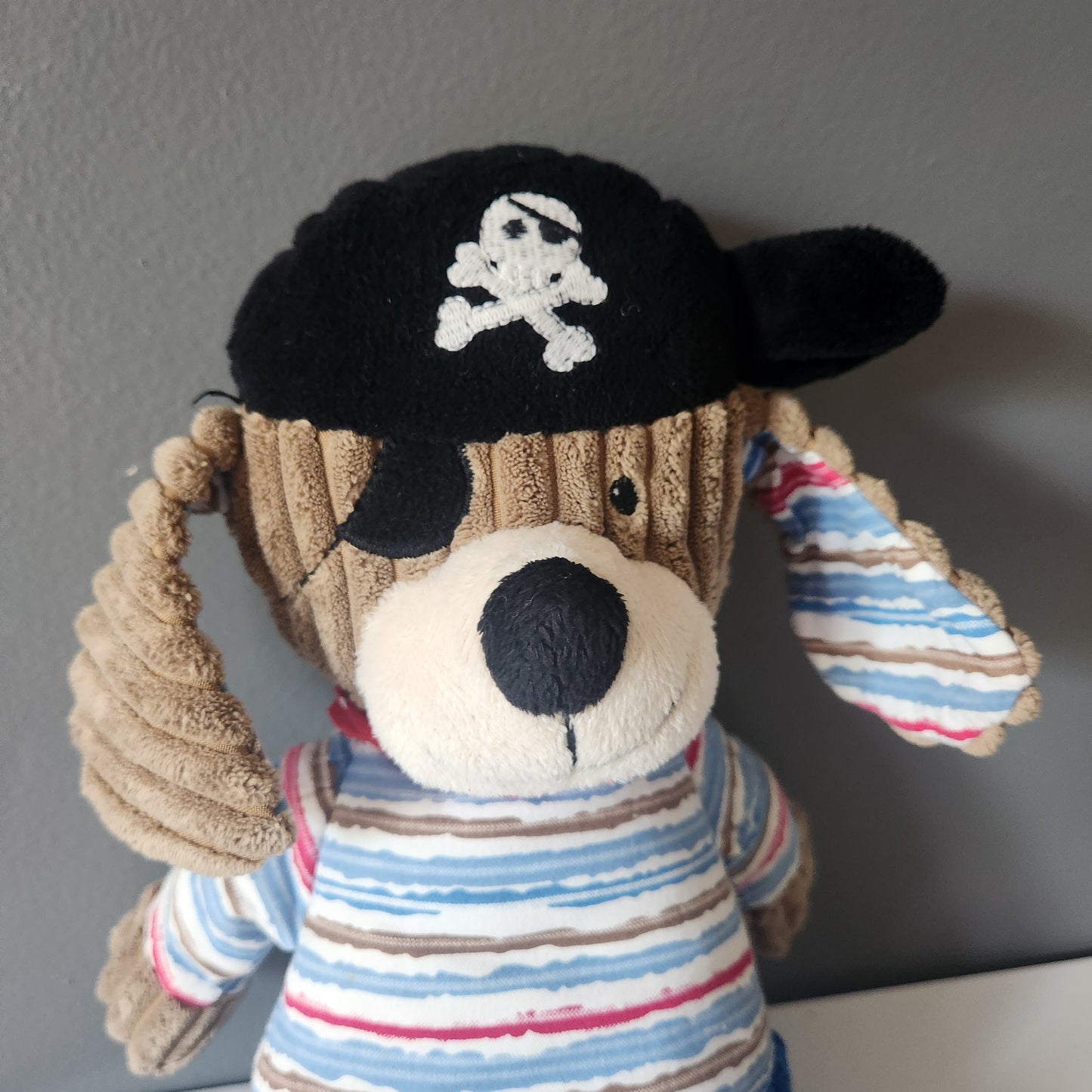 #104 Maison Chic Patch The Pirate Dog Corduroy Red Bandana Plush