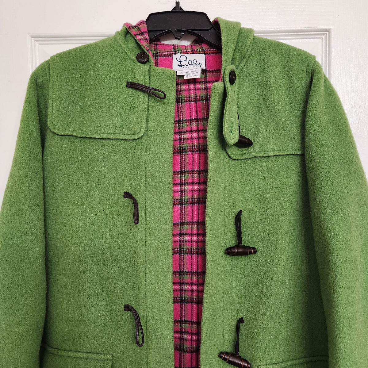 #167 Vintage Y2K Lilly Pulitzer Small Green Jacob Toggle Hooded Coat