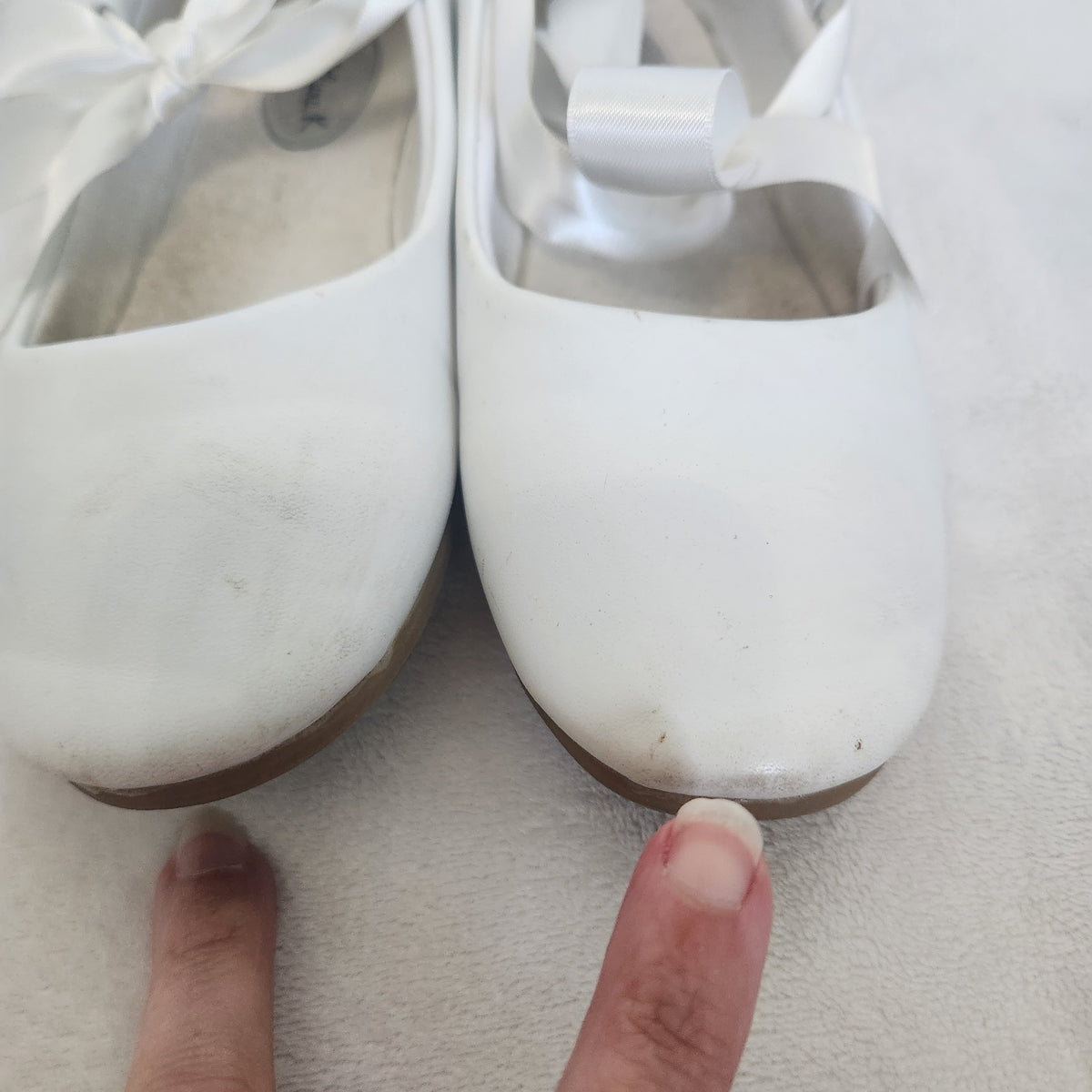 #167 Olivia K Girls Size 13 Ballerina Mary Jane Flats Ribbon Tie Shoes