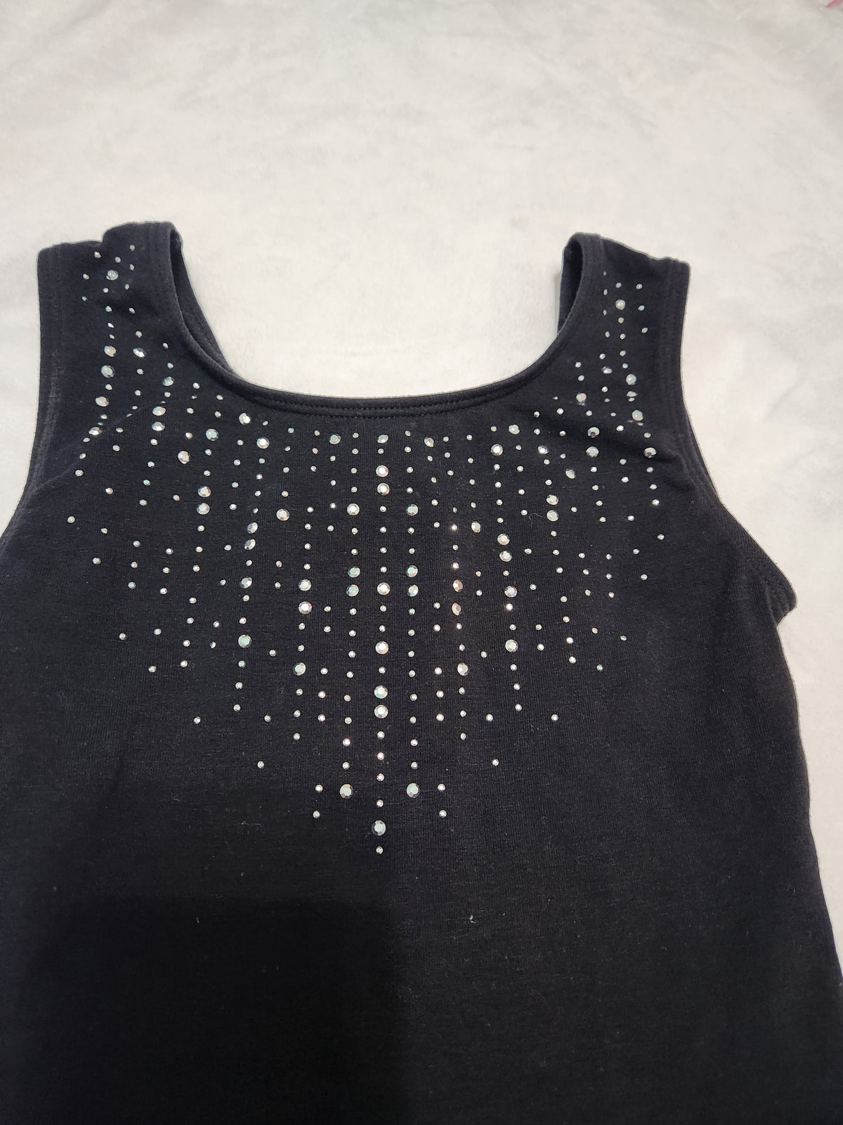 #167 More Than Magic Sz 6 Black Kids Sparkle Leotard Dress