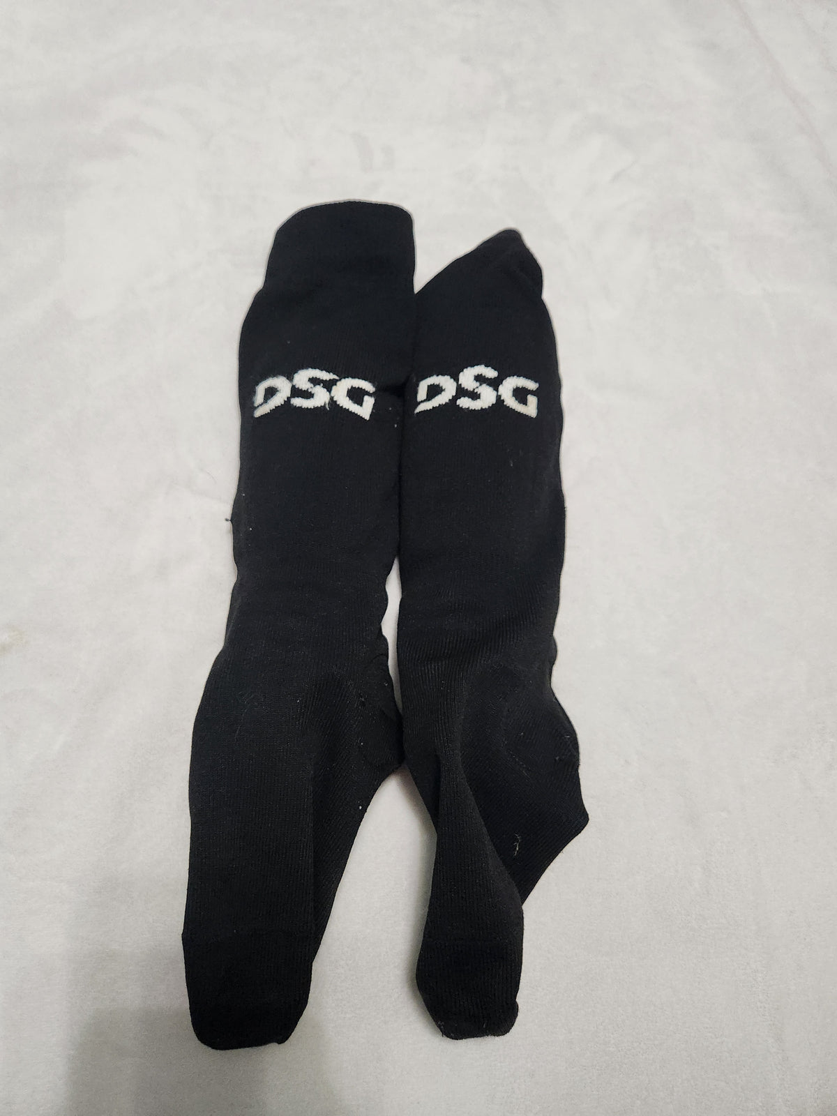 #167 DSG Youth Size Med Black Athletic Soccer Shin Socks with White Logo