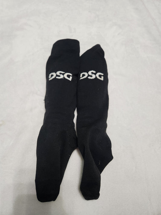 #167 DSG Youth Size Med Black Athletic Soccer Shin Socks with White Logo