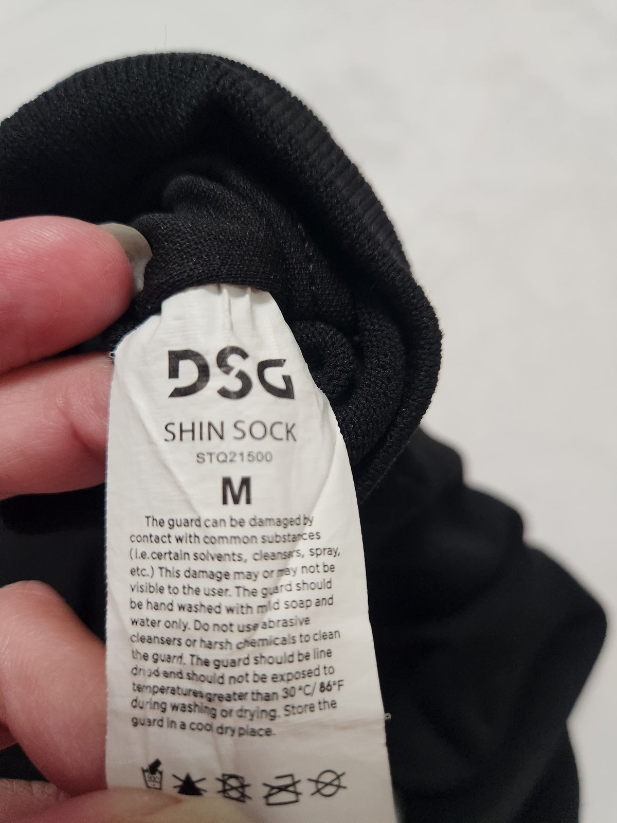 #167 DSG Youth Size Med Black Athletic Soccer Shin Socks with White Logo