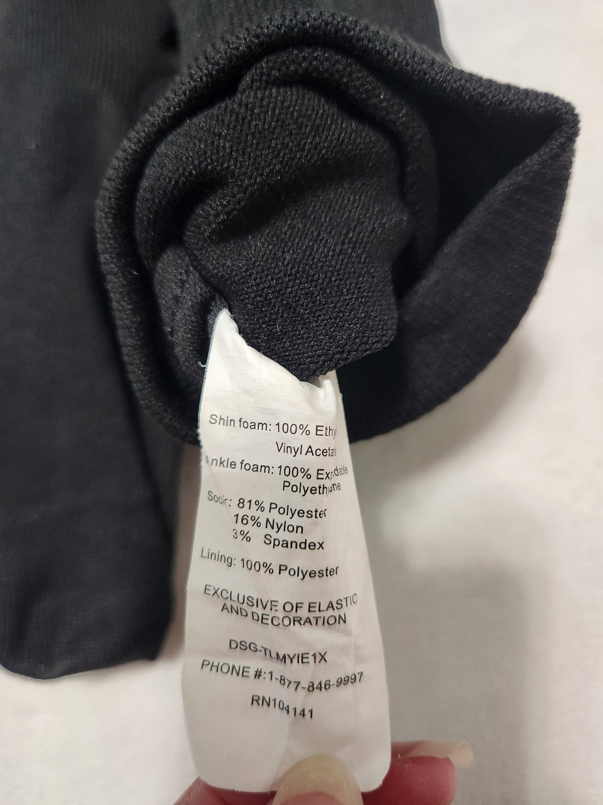 #167 DSG Youth Size Med Black Athletic Soccer Shin Socks with White Logo