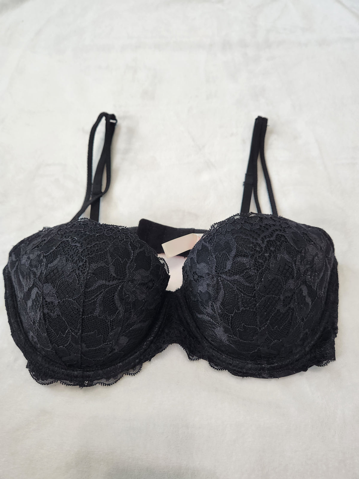 #167 PINK Victoria's Secret 34D Black Lace Date Push-Up Bra