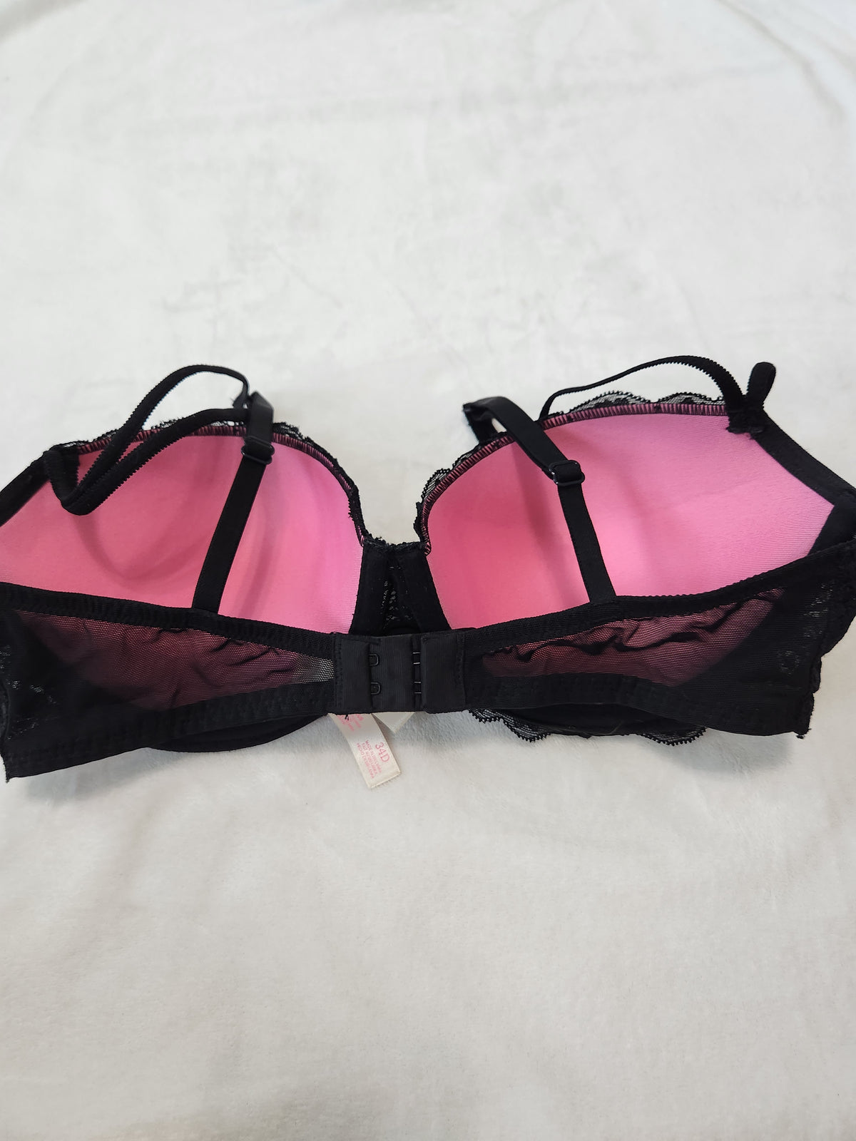 #167 PINK Victoria's Secret 34D Black Lace Date Push-Up Bra