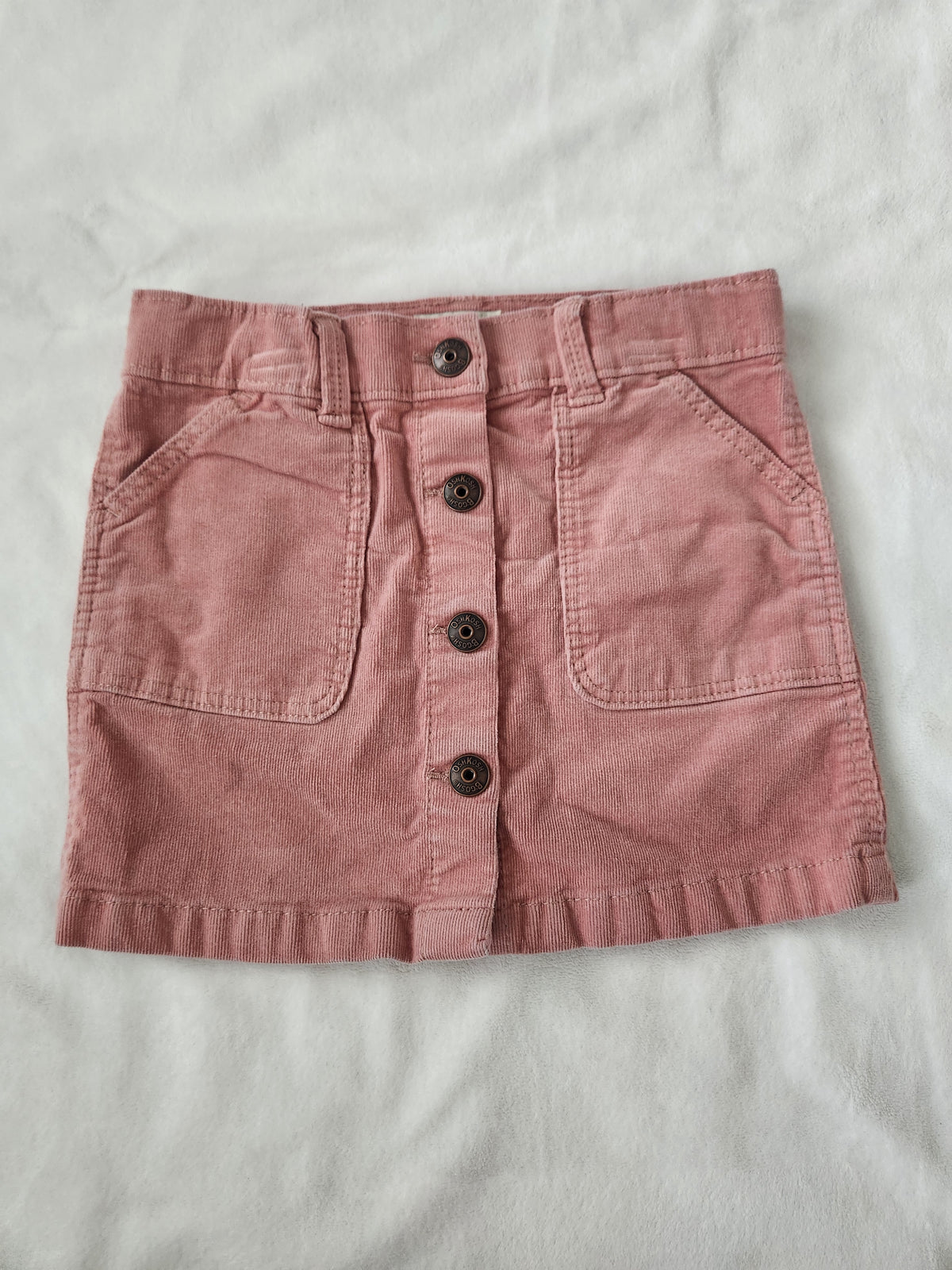 #167 OshKosh Size 5 Button-Front Pink Corduroy Skirt