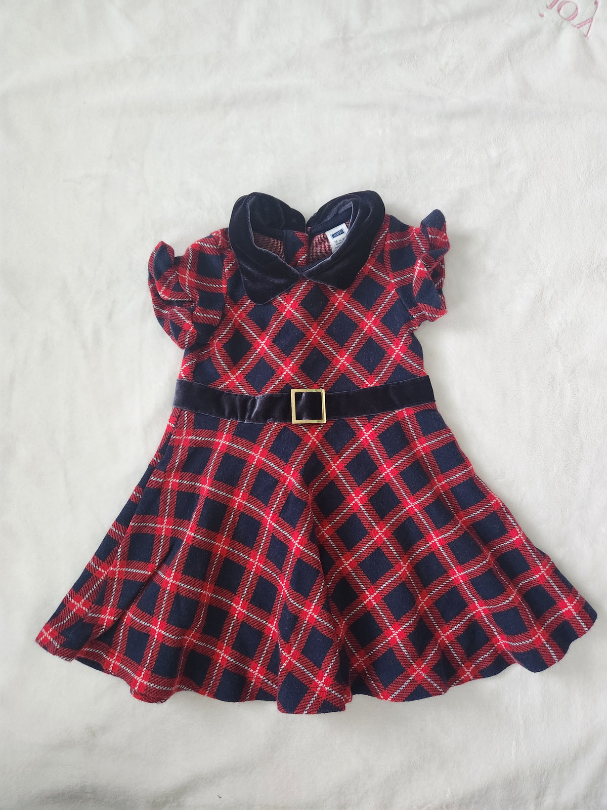 #167 Janie and Jack 18-24 Months Red Plaid Dress