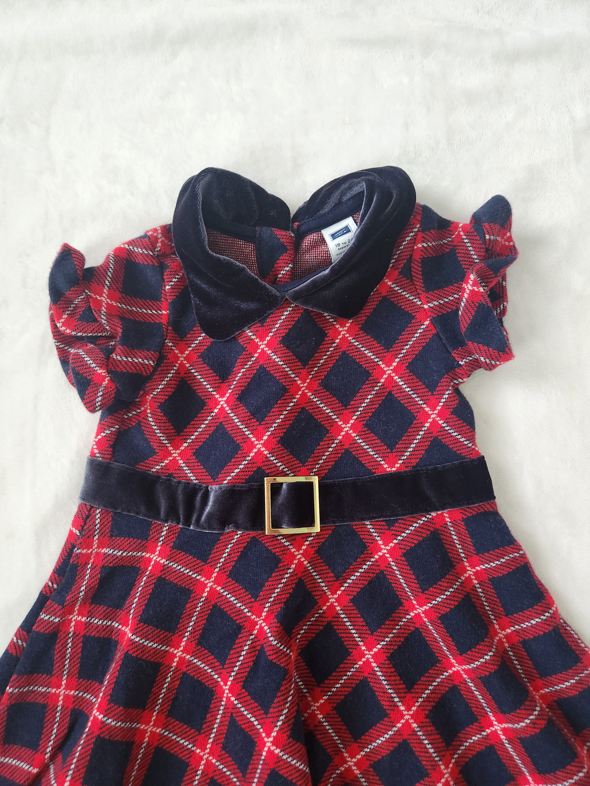 #167 Janie and Jack 18-24 Months Red Plaid Dress