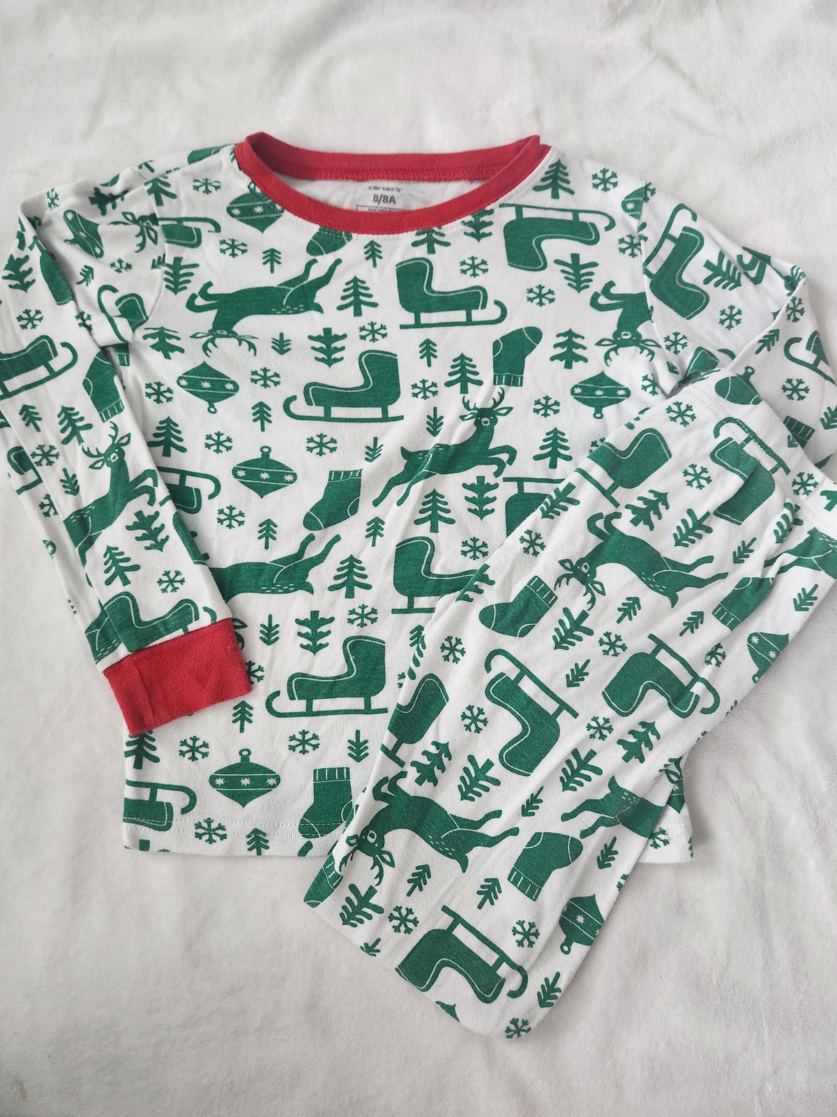 #167 Carter's Sz 8 Holiday Christmas Kids Pajama Set