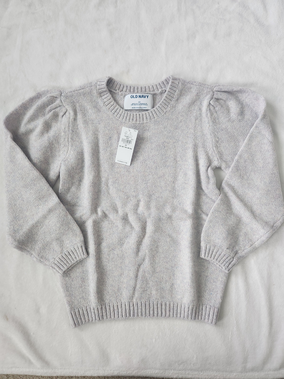 #167 NWT Old Navy 5T Puff-Sleeve Crewneck Sweater