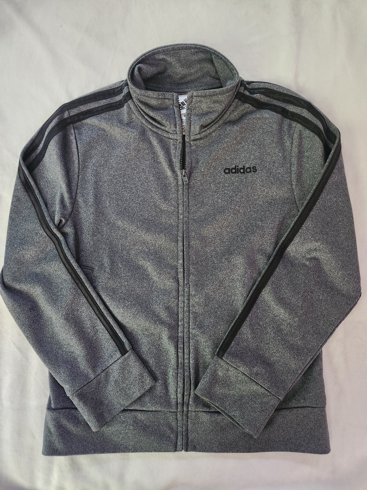 #167 Adidas Size 8 Boys Gray Lightweight Full-Zip Track Jacket