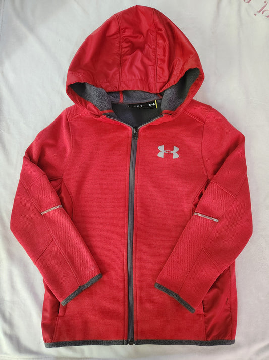 #167 Under Armour Storm YS Small Kids Red Hooded Zip-Up Jacket