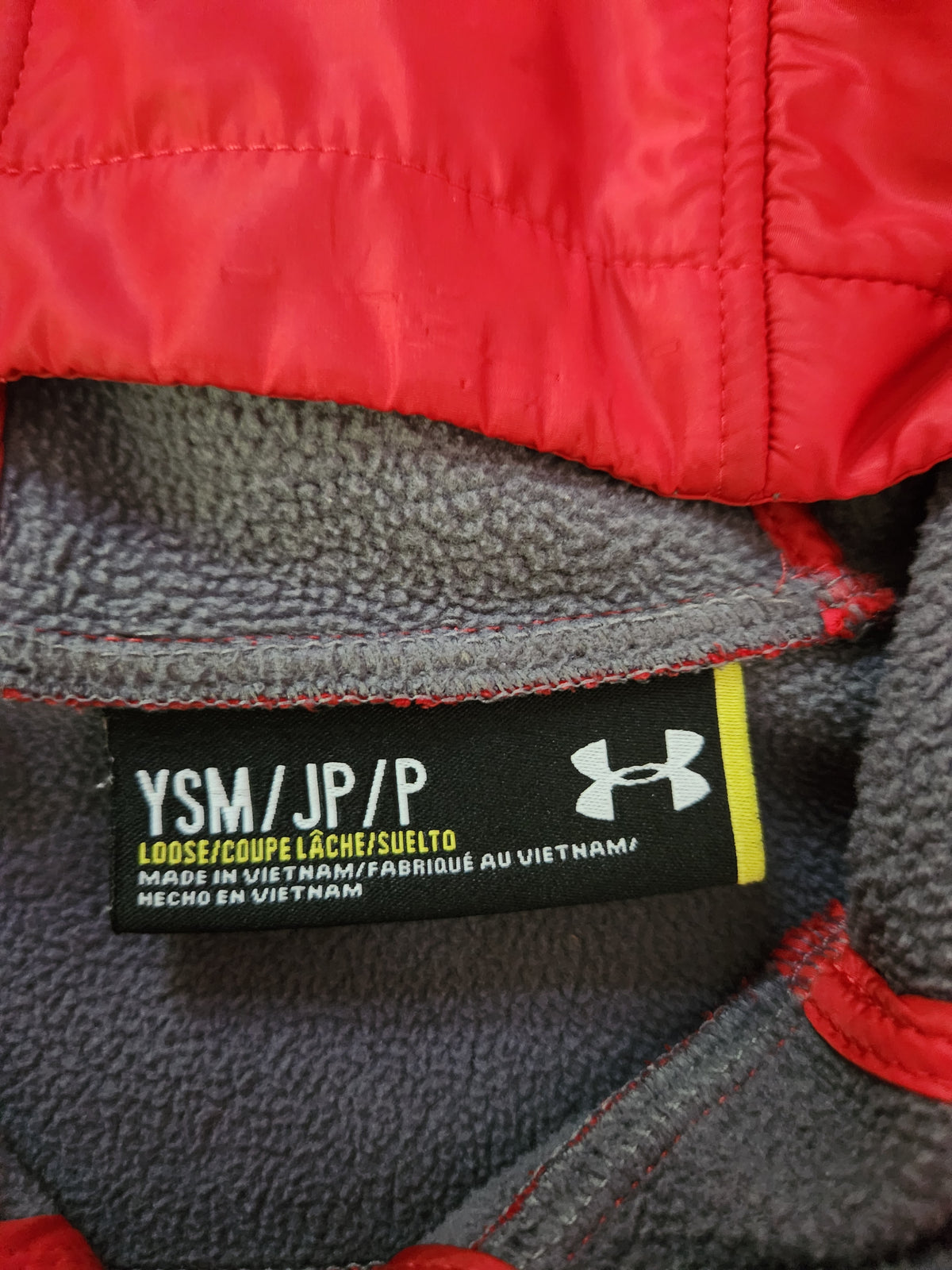 #167 Under Armour Storm YS Small Kids Red Hooded Zip-Up Jacket