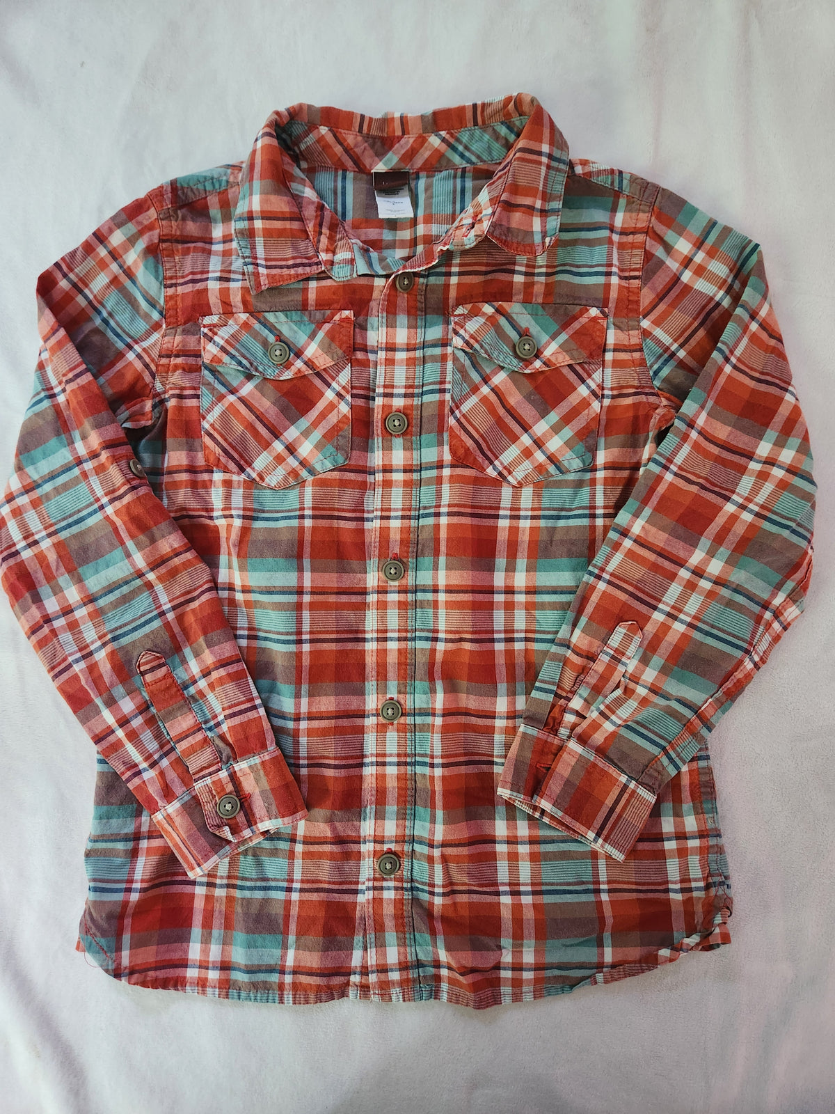 #167 Tea Collection Sze 8 Plaid Button-Up Shirt
