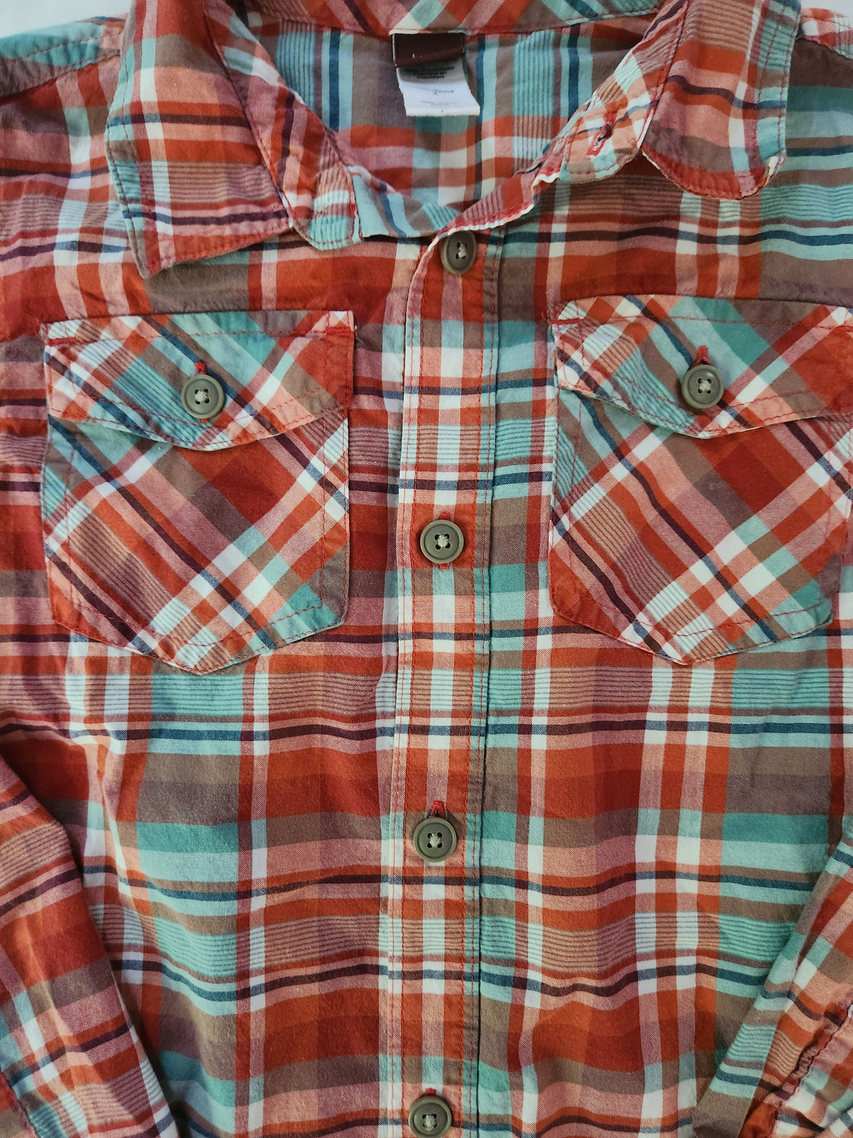 #167 Tea Collection Sze 8 Plaid Button-Up Shirt