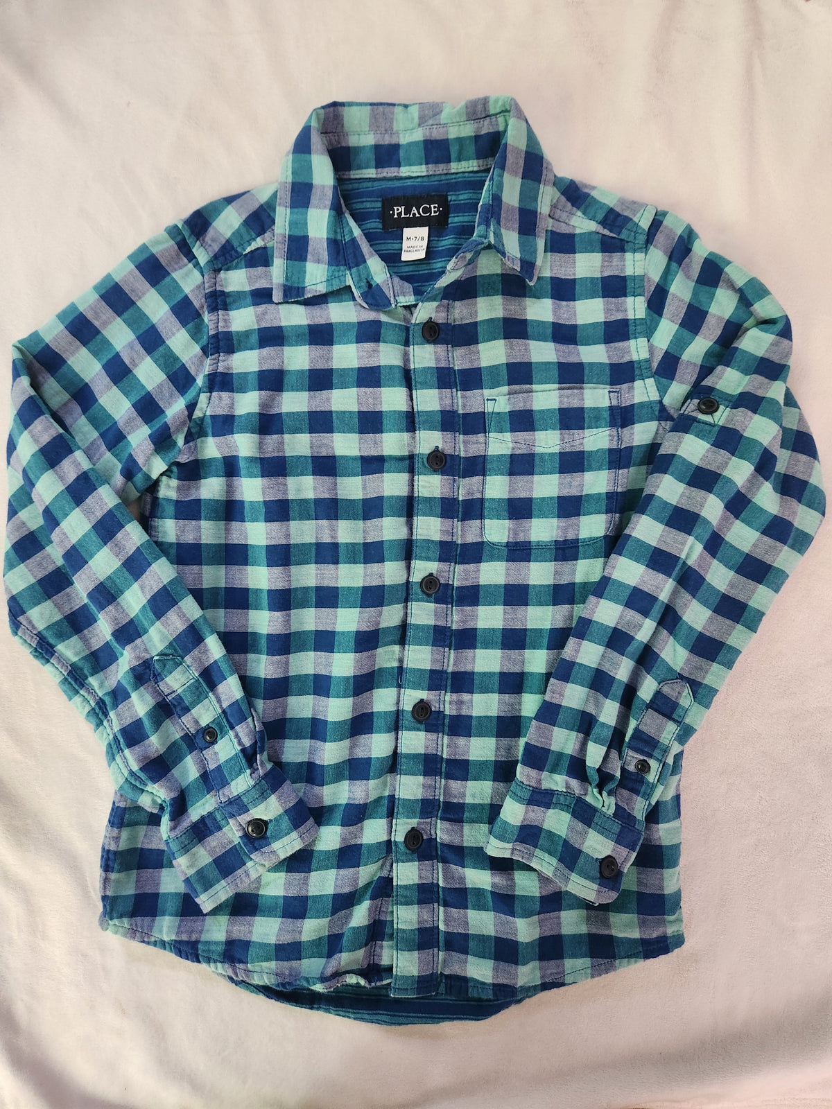 #167 The Children's Place 7/8 Plaid Button-Down Shirt