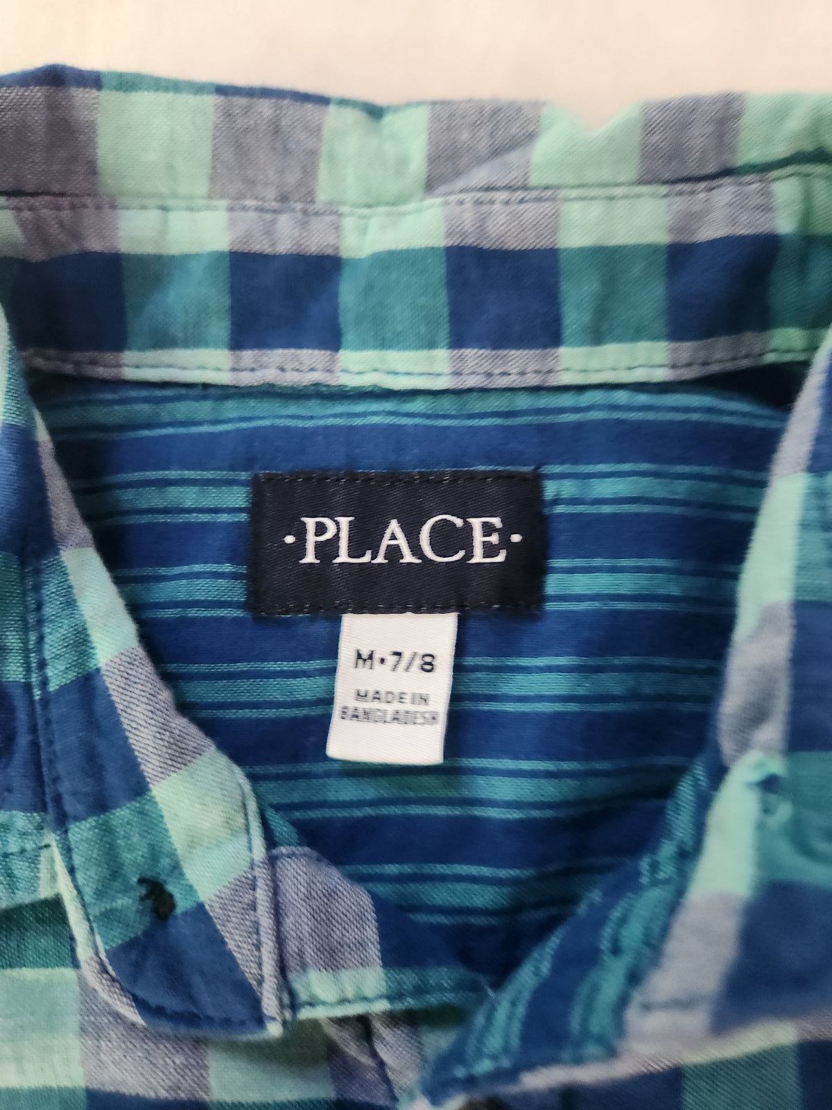 #167 The Children's Place 7/8 Plaid Button-Down Shirt