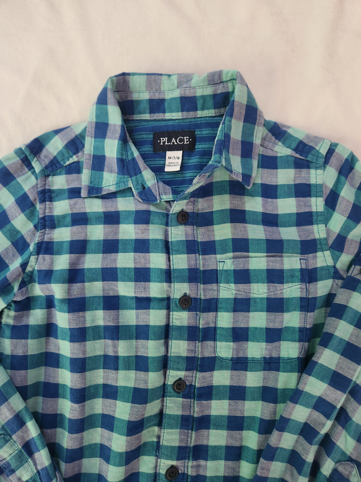 #167 The Children's Place 7/8 Plaid Button-Down Shirt