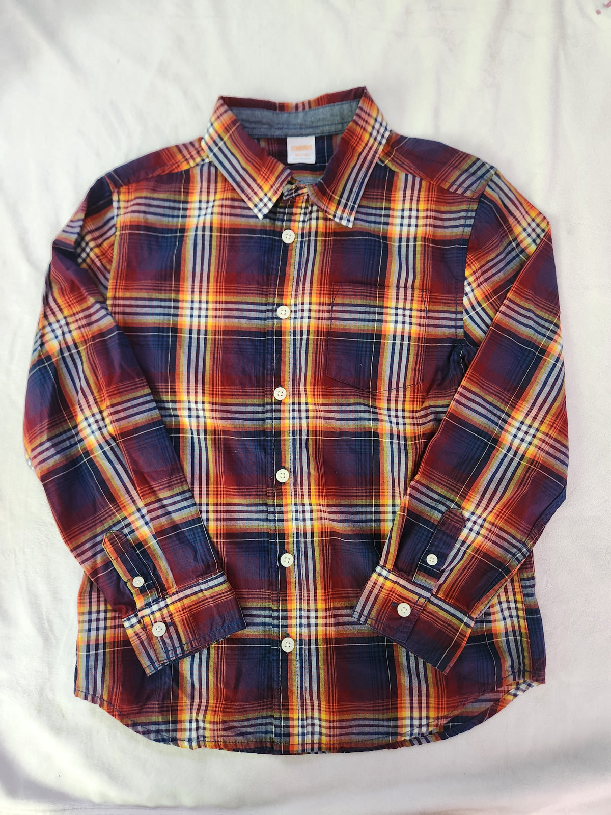 #167 Gymboree Boys Medium 7/8 Plaid Long-Sleeve Button-Down Shirt