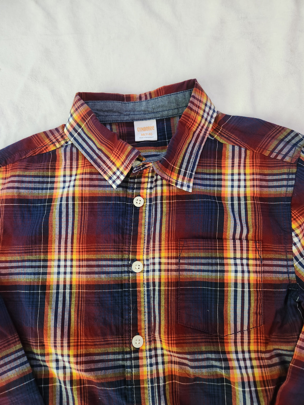 #167 Gymboree Boys Medium 7/8 Plaid Long-Sleeve Button-Down Shirt