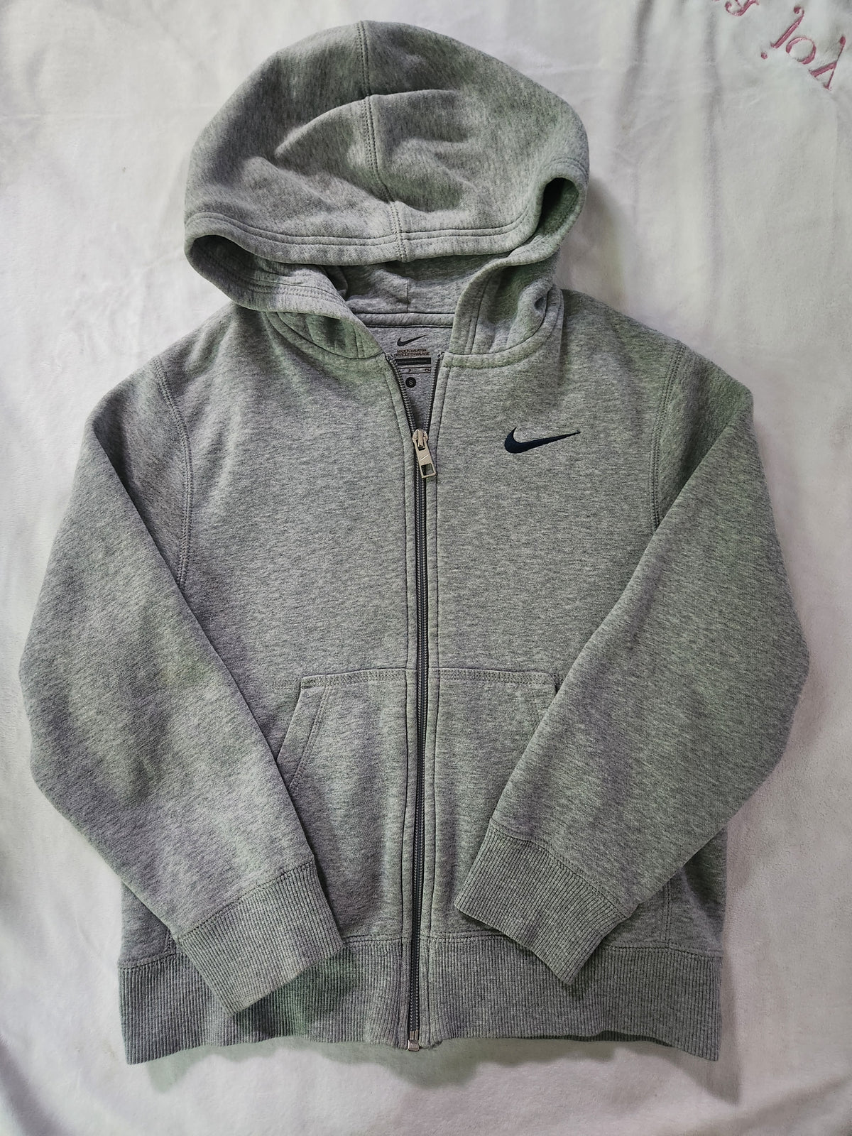 #167 Nike Youth Small Gray Hooded Zip Up Sweatshirt
