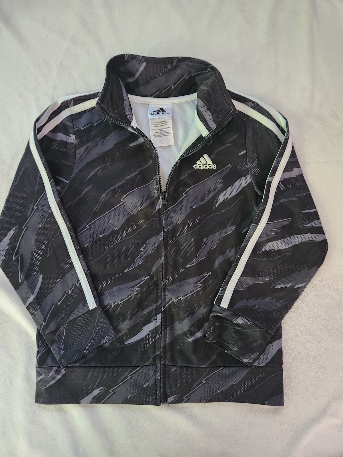 #167 adidas 5T Black & Gray Kids Zip-Up Track Jacket