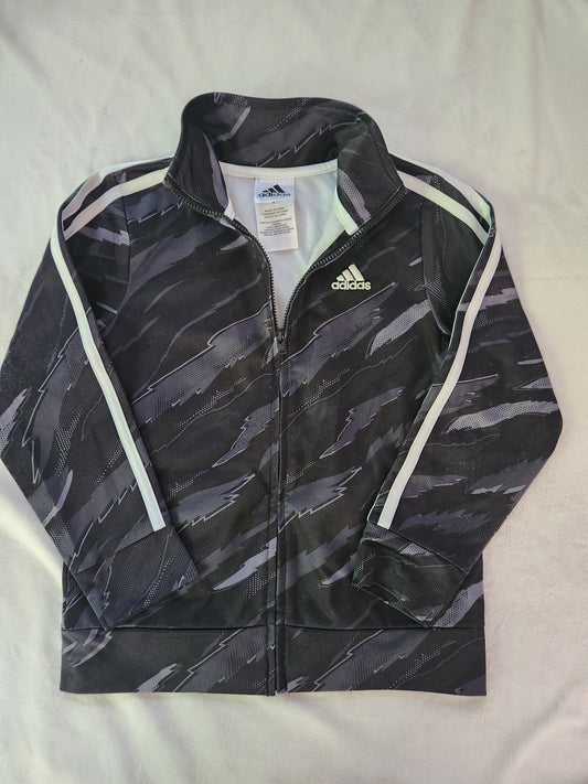 #167 adidas 5T Black & Gray Kids Zip-Up Track Jacket
