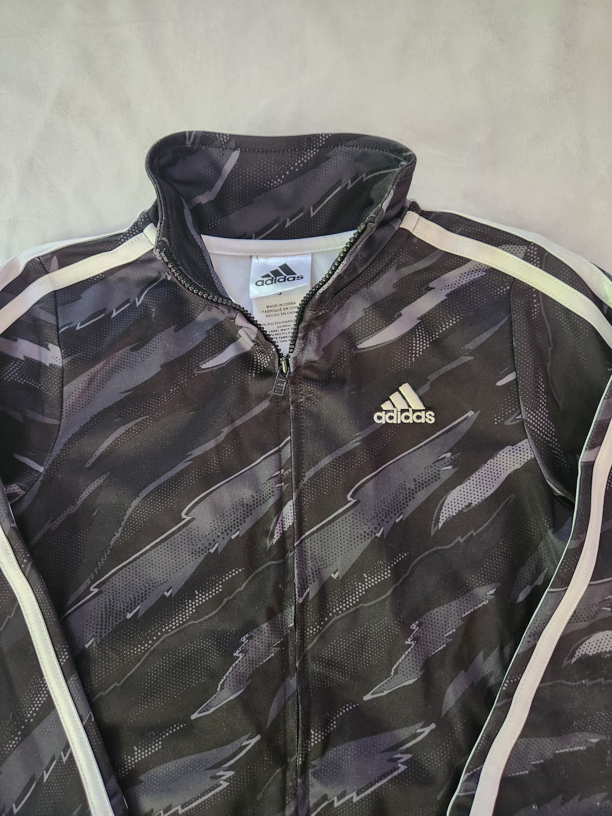 #167 adidas 5T Black & Gray Kids Zip-Up Track Jacket