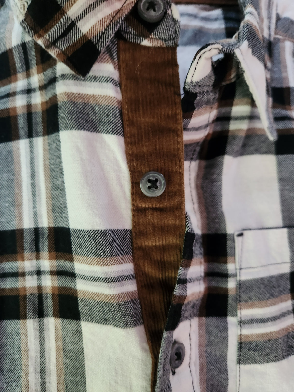 #167 Carter's Boys 7-8 Plaid Shirt with Brown Elbow Patches